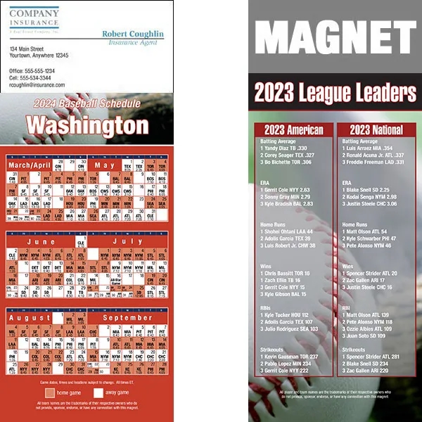 Full color pro baseball schedule strip magnets.... from ASI 46719 Corner Lot Marketing Inc / CLMPromotions