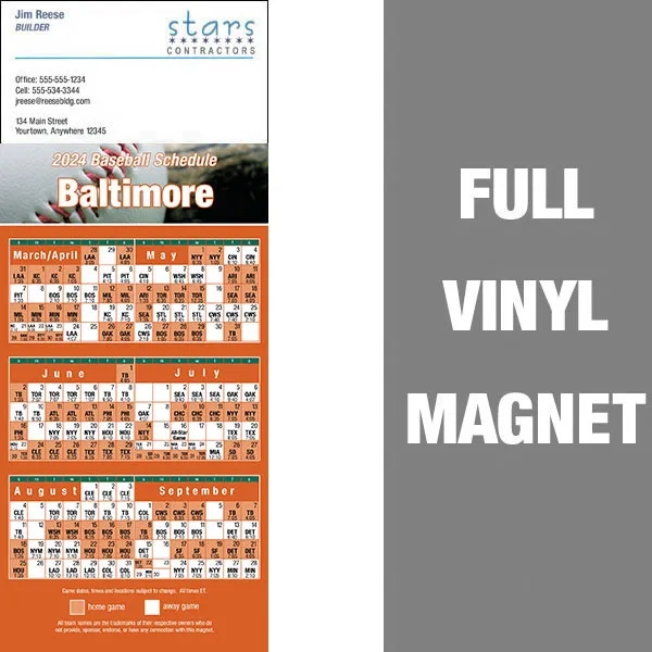 Pro Baseball Schedule Full/Vinyl Magnet 14 Mil... from ASI 46719 Corner Lot Marketing Inc / CLMPromotions