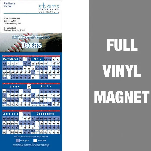 Pro Baseball Schedule Full/Vinyl Magnet 14 Mil... from ASI 46719 Corner Lot Marketing Inc / CLMPromotions