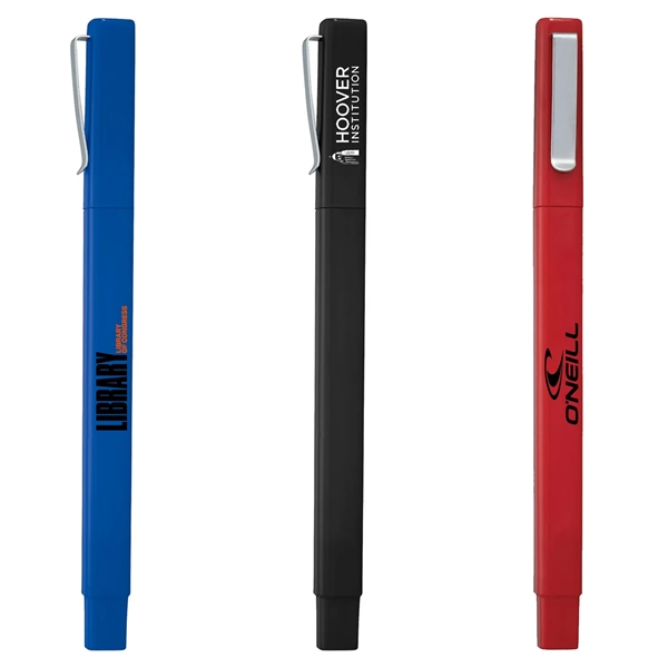 Soft-touch ballpoint pen with square barrel and removable cap.... from ASI 68190 Lungsal