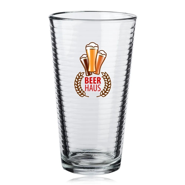 16 oz. pint glass with spiral design on the inside.... from ASI 39552 BEL Promo