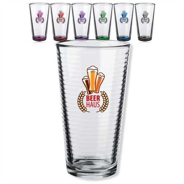 16 oz. pint glass with spiral design on the inside.... from ASI 39552 BEL Promo