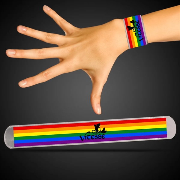 8 3/4" plastic rainbow rainbow themed snap bracelets. Sold in lots... from ASI 42016 Brighter Promotions Inc / Chemical Light™ Liquid Light