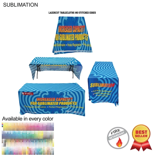 6' LazerCut 3-Sided Sublimated Tablecloth, Drape Style, Open Back... from ASI 53509 FIEL-Fairdeal Import & Export / FIEL