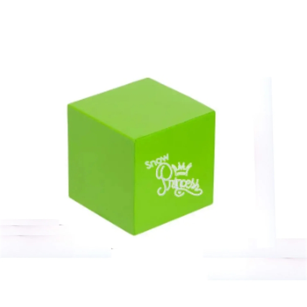 Cube shaped stress reliever soft toy with heat transfer printing on... from ASI 37218 Athena Promo (tm)