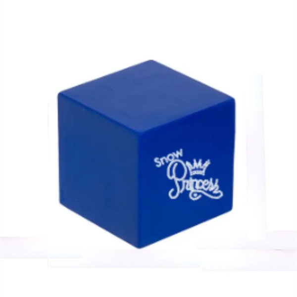 Cube shaped stress reliever soft toy with heat transfer printing on... from ASI 37218 Athena Promo (tm)