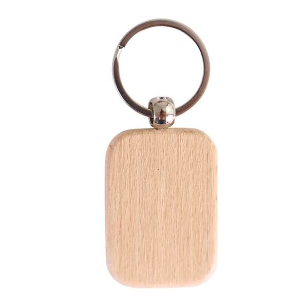 Round corner rectangle shaped wooden keychain plus laser engraving on 1... from ASI 37218 Athena Promo (tm)