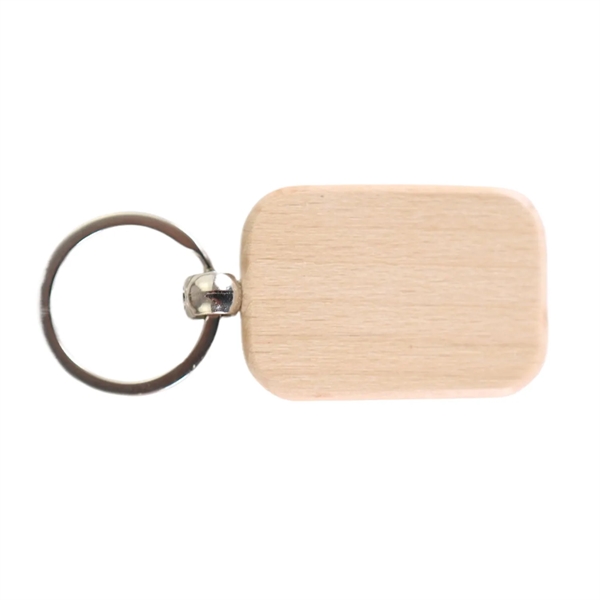Round corner rectangle shaped wooden keychain plus laser engraving on 1... from ASI 37218 Athena Promo (tm)