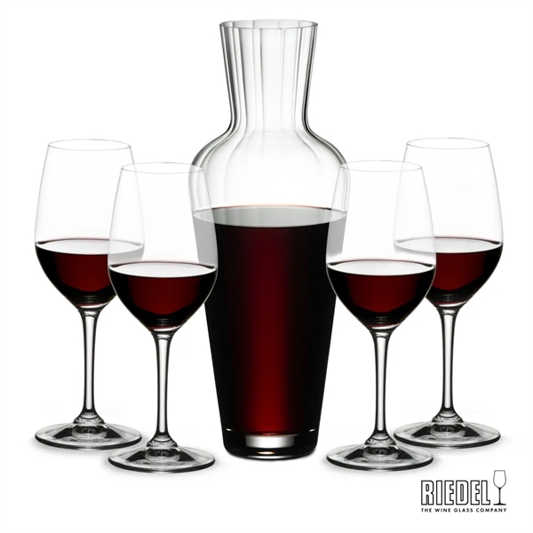 The RIEDEL Mosel Decanter & Oenologue Wine Glasses come together to... from ASI 84592 St Regis Group