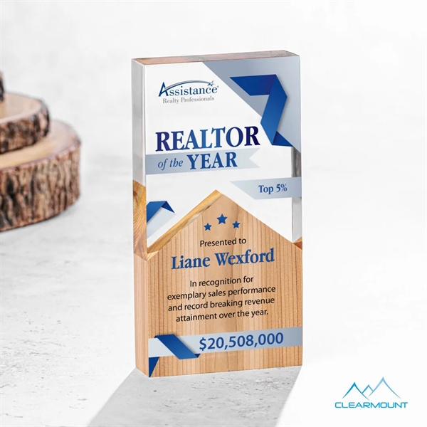 The Montagnes VividPrint Award features a unique composition, showcasing an acrylic... from ASI 84592 St Regis Group / Clearmount