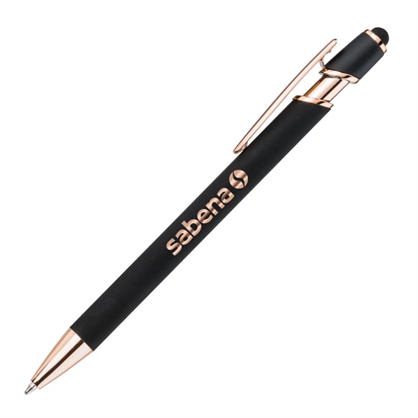 Anton Aluminum Ink Pen features rose gold accents, a satin metal... from ASI 84592 St Regis Group