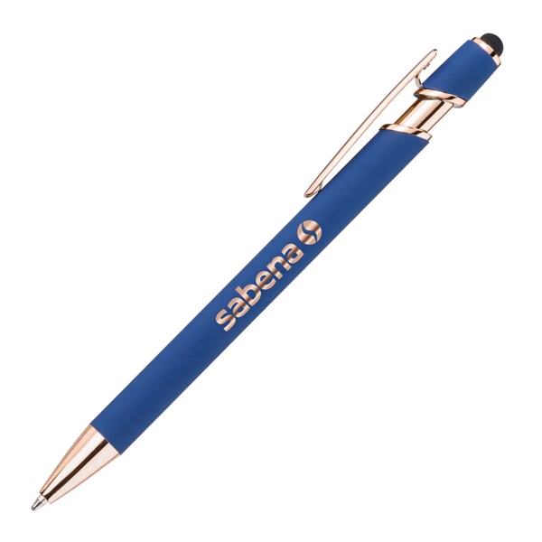 Anton Aluminum Ink Pen features rose gold accents, a satin metal... from ASI 84592 St Regis Group