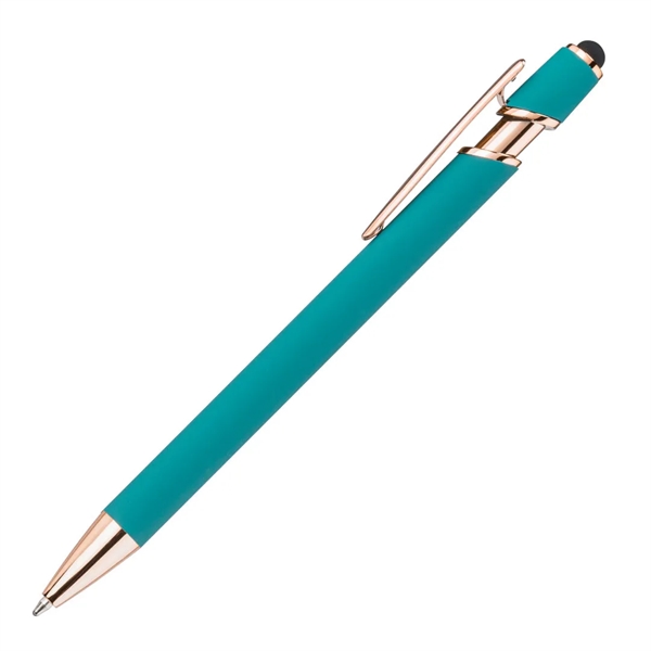Anton Aluminum Ink Pen features rose gold accents, a satin metal... from ASI 84592 St Regis Group