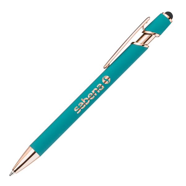 Anton Aluminum Ink Pen features rose gold accents, a satin metal... from ASI 84592 St Regis Group
