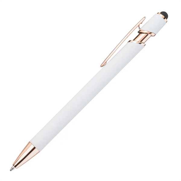 Anton Aluminum Ink Pen features rose gold accents, a satin metal... from ASI 84592 St Regis Group