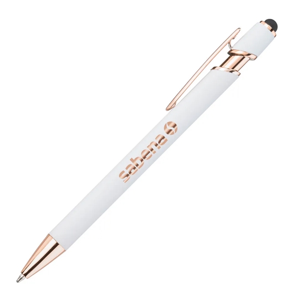 Anton Aluminum Ink Pen features rose gold accents, a satin metal... from ASI 84592 St Regis Group