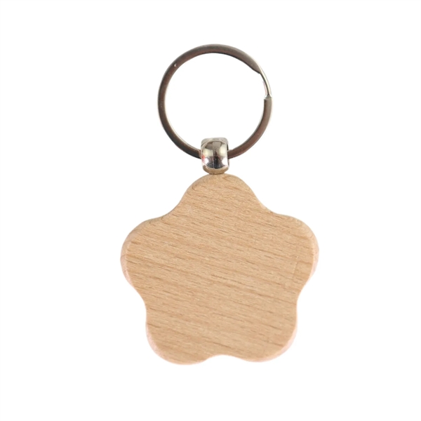 Flower-shaped wooden keychain plus laser engraving on 1 location... from ASI 37218 Athena Promo (tm)