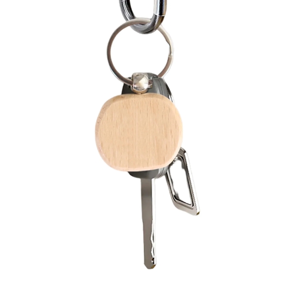 Square shaped wooden keychain with round corner plus laser engraving on... from ASI 37218 Athena Promo (tm)