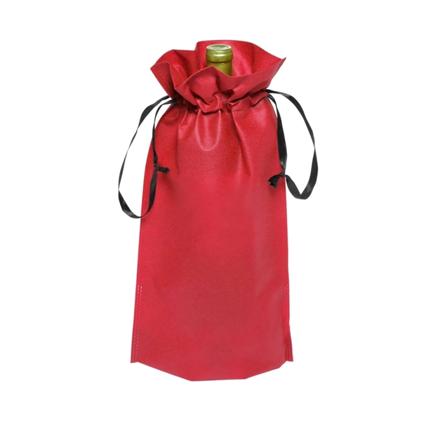 Non woven wine drawstring bag plus 1 color silkscreen imprint on... from ASI 37218 Athena Promo (tm)