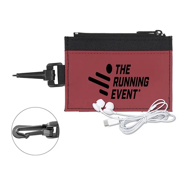 Zipper carabiner ID wallet with white earbuds.... from ASI 62660 Innovation Line