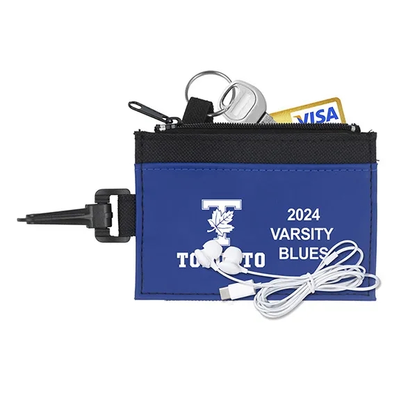 Zipper carabiner ID wallet with white earbuds.... from ASI 62660 Innovation Line