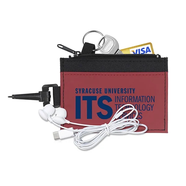 Zipper carabiner ID wallet with white earbuds.... from ASI 62660 Innovation Line