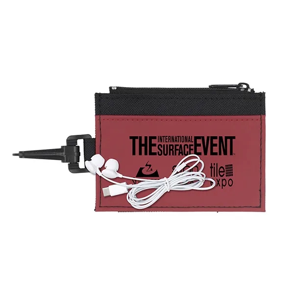 Zipper carabiner ID wallet with white earbuds.... from ASI 62660 Innovation Line