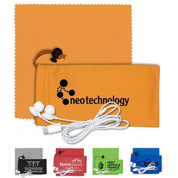 3 1/2" x 7" polyester cinch pouch with 6" microfiber cloth... from ASI 62660 Innovation Line