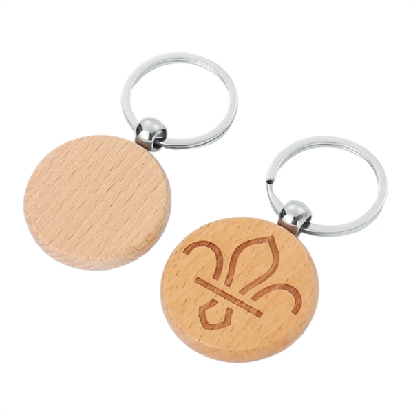 Round shaped wooden keychain plus laser engraving on 1 location... from ASI 37218 Athena Promo (tm)