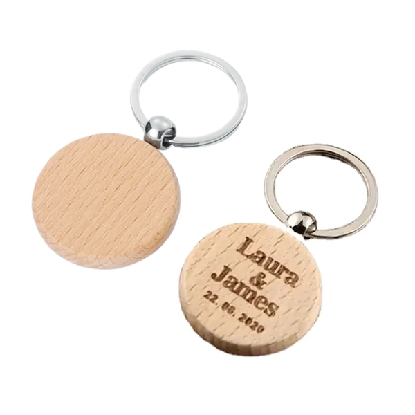 Round shaped wooden keychain plus laser engraving on 1 location... from ASI 37218 Athena Promo (tm)