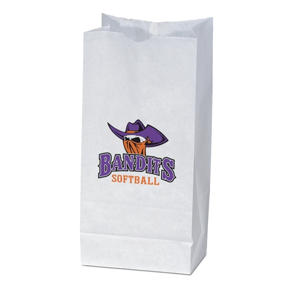 White bag with serrated cut top side and bottom gusset... from ASI 37940 Bag Makers Inc