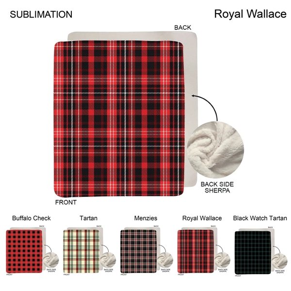 Stock Plaid Design Plush Sherpa Lined Micro Mink Throw, 50"x60", Sublimated... from ASI 53509 FIEL-Fairdeal Import & Export / FIEL