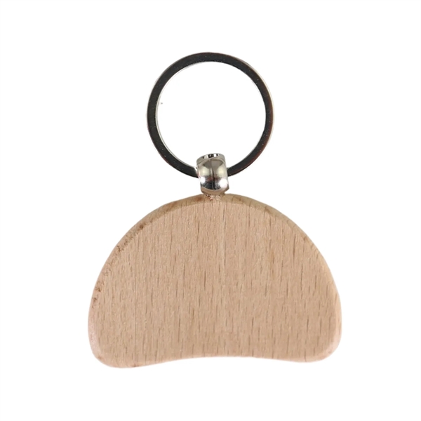 Crescent moon shaped wooden keychain plus laser engraving on 1 location... from ASI 37218 Athena Promo (tm)