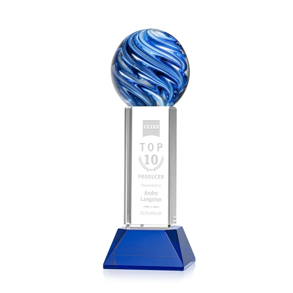 The mesmerizing Naples Art Glass Award features blue and white swirls... from ASI 84592 St Regis Group / St Regis