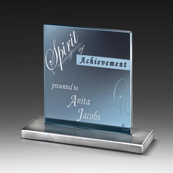 Glass award with a stainless base and a sharp satin finish.... from ASI 93986 Visions/Awardcraft / Visions Awards
