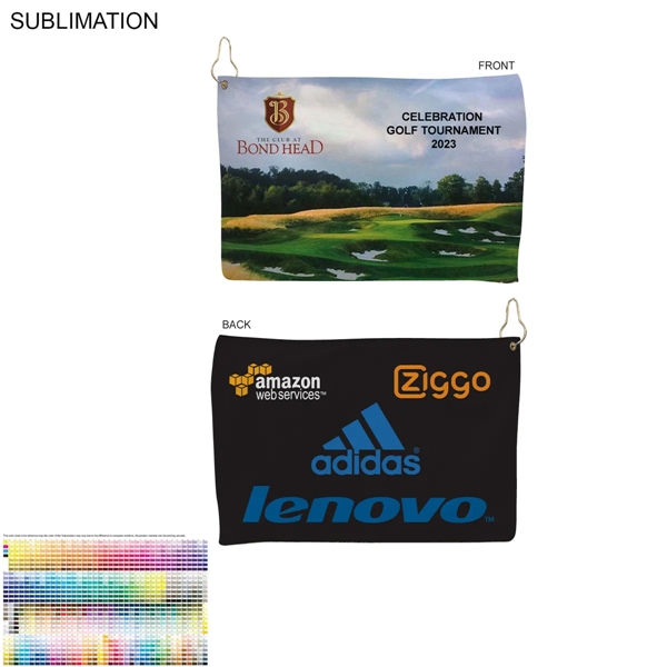 Microfiber Suede Shammy Golf Towel, 12x18, Nofold Grommet and Hook, Sublimated... from ASI 53509 FIEL-Fairdeal Import & Export / FIEL