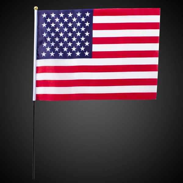12" x 18" American flag with 23" wooden stick... from ASI 42016 Brighter Promotions Inc / Chemical Light™