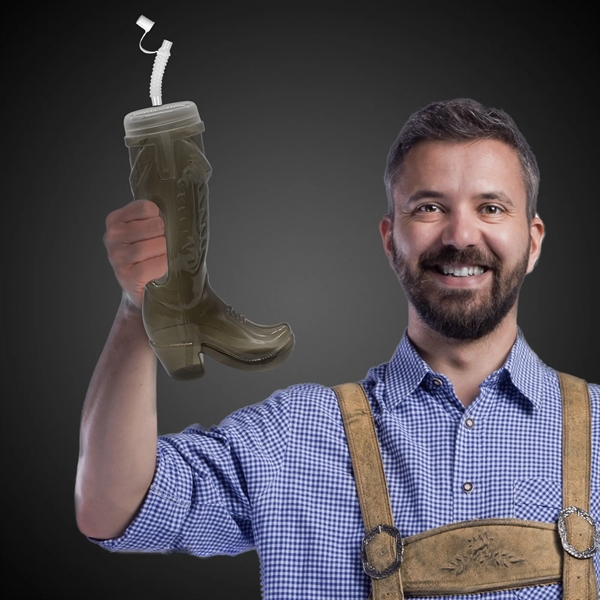 32 oz. western boot shaped yard glass made of black plastic... from ASI 42016 Brighter Promotions Inc / Chemical Light™