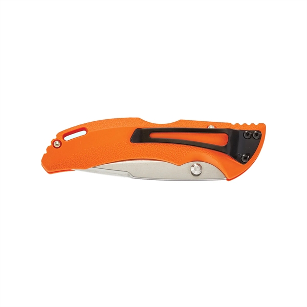 Buck Knife with orange handle with textured surface for added grip.... from ASI 46170 Compass Industries Inc