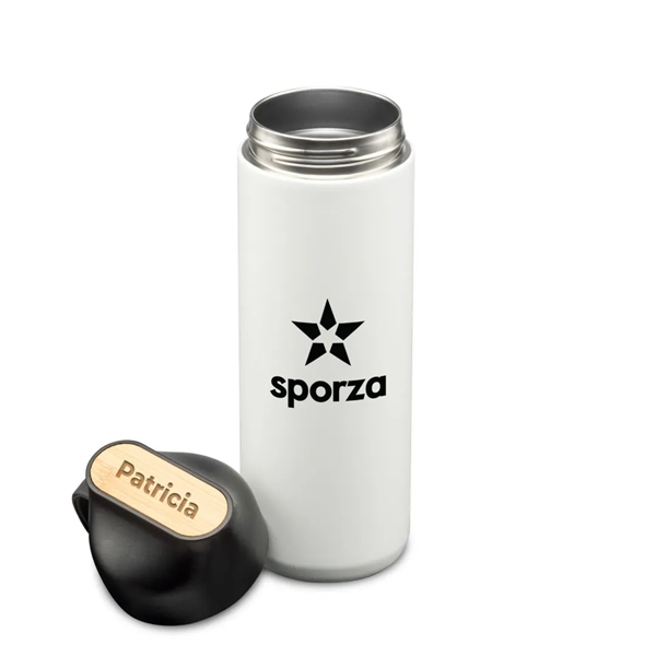 The vacuum-insulated stainless steel Berton Bottle with bamboo accent twist lid... from ASI 84592 St Regis Group