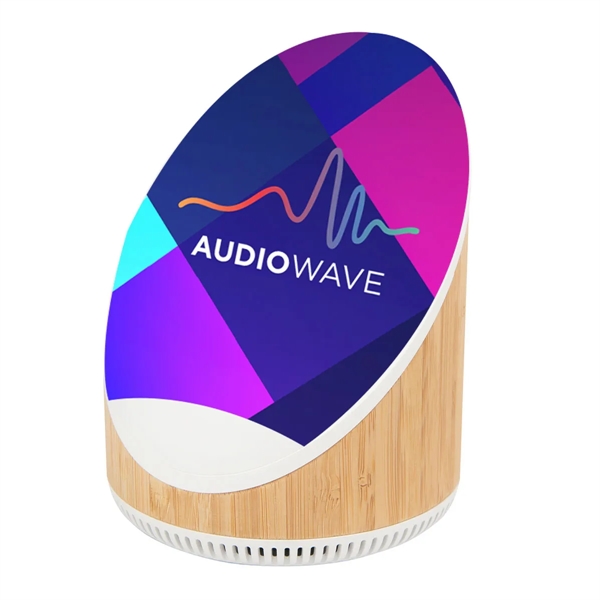 Edgewood bamboo Bluetooth wireless speaker and Qi-enabled charger with 2200mAh battery.... from ASI 61125 Hit Promotional Products / Hit®