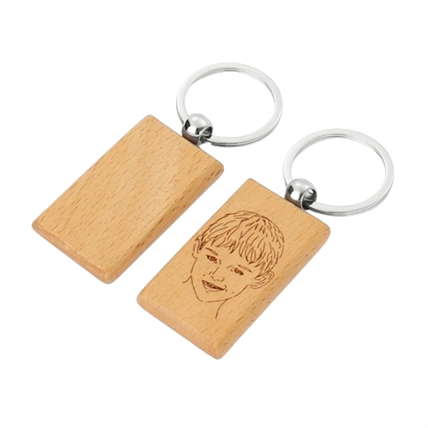 Rectangle shape wooden keychain plus laser engraving on 1 location... from ASI 37218 Athena Promo (tm)