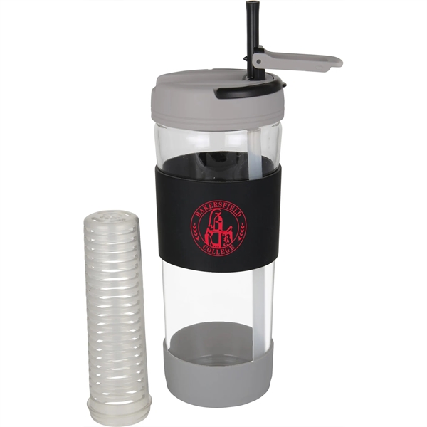 24oz Glass Tumbler w/ Detachable Fruit Infuser & No-Slip Silicone Sleeve.... from ASI 46755 Cosmo Promos