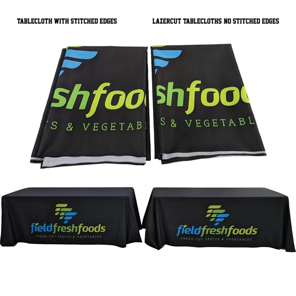 8' LazerCut 3-Sided Premium Sublimated Tablecloth, Drape Style, Open Back... from ASI 53509 FIEL-Fairdeal Import & Export / FIEL