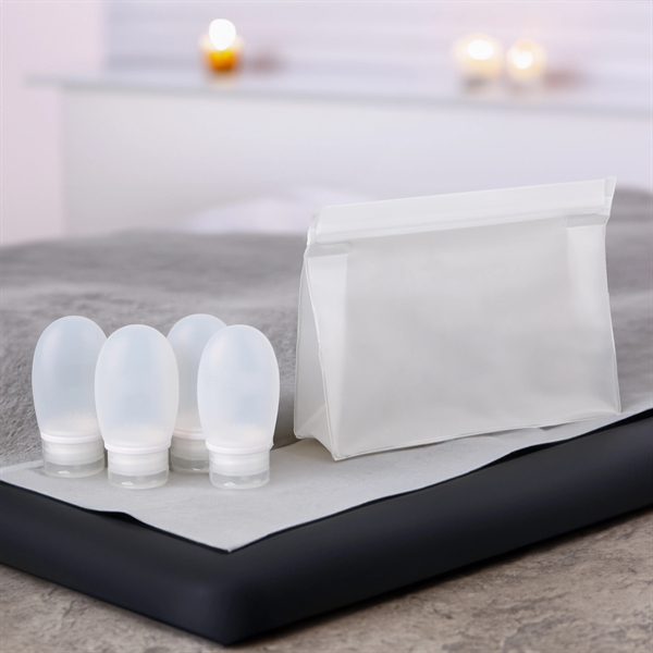 The Bayside Travel Bottle Set comes with (4) 2oz silicone bottles... from ASI 61966 HPG / Mixie