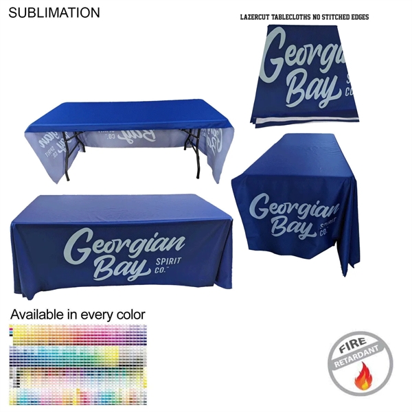6' LazerCut 3-Sided Premium Sublimated Tablecloth, Drape Style, Open Back... from ASI 53509 FIEL-Fairdeal Import & Export / FIEL