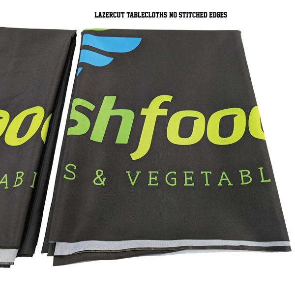 8' LazerCut 3-Sided Sublimated Tablecloth, Drape Style, Open Back... from ASI 53509 FIEL-Fairdeal Import & Export / FIEL