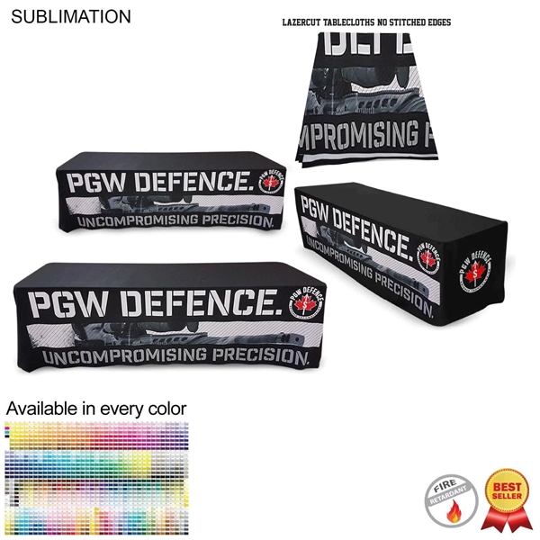 8' LazerCut 4-Sided Sublimated Tablecloth, Drape Style, Closed Back... from ASI 53509 FIEL-Fairdeal Import & Export / FIEL