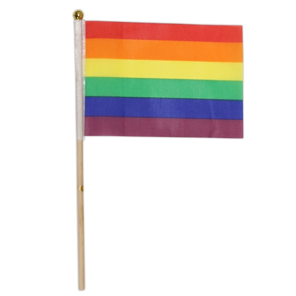4" x 6" rainbow colored stick flag... from ASI 42016 Brighter Promotions Inc