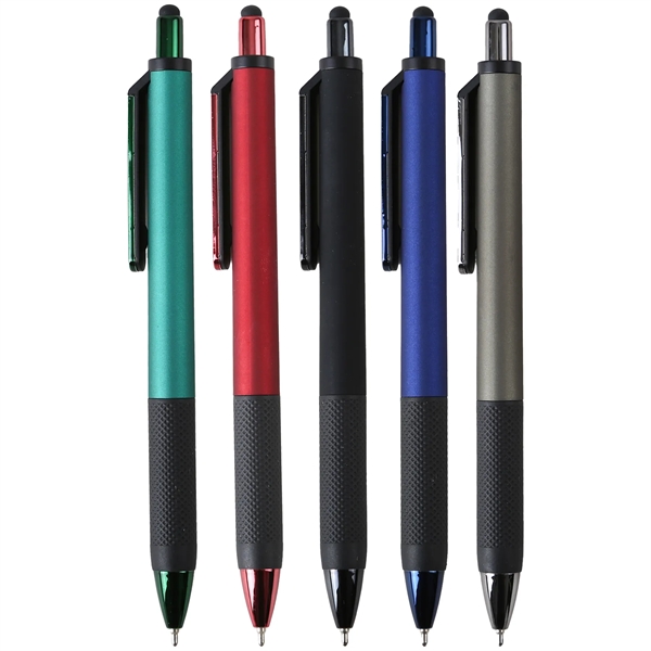 Savvy Gel Stylus Pen boasts jewel-tone barrels, metallic trim, stylus, fine... from ASI 61966 HPG / Hub Pen